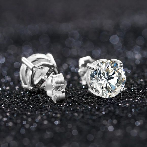 Certified 1.0ctw VVS Moissanite Diamond 925 Sterling Silver Stud Earrings - Picture 5 of 8